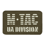 M-Tac Patch UA Division Laser Cut i holdbart Cordura 500D med selvlysende materiale og velcro, ideel til militær og taktisk udstyr.