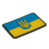 M-Tac Patch Ukraine Flag med Våbenskjold i PVC med blå og gule farver og 3D Trident, ideel til tøj og udstyr, dimensioner: 8 x 5 cm
