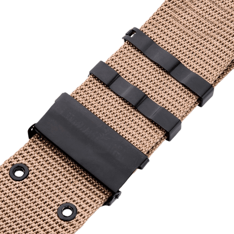 M-Tac Pistolbælte i nylon med plastikspænde, inspireret af amerikansk militærbælte fra 1980'erne, velegnet til taktisk brug.