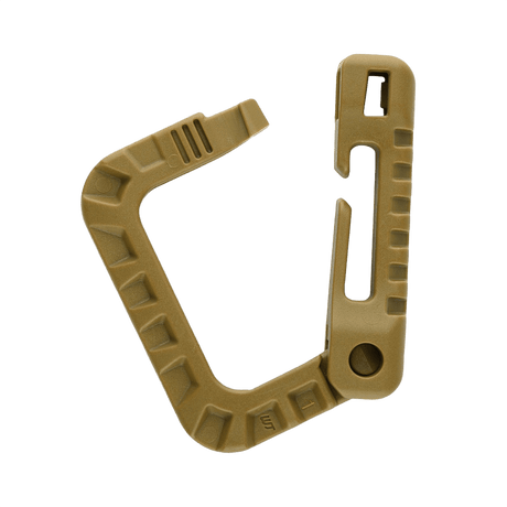 M-Tac Plast Karabin i holdbar ABS-plast, ideel til fastgørelse af udstyr, mål 85 x 60 mm, ikke til tunge belastninger eller klatring.