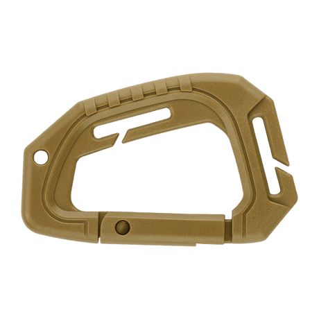 M-Tac Plast Taktisk Karabinhage med MOLLE-monteringspunkt, plast materiale, 9,3 cm lang, let at bruge, ikke til klatring.