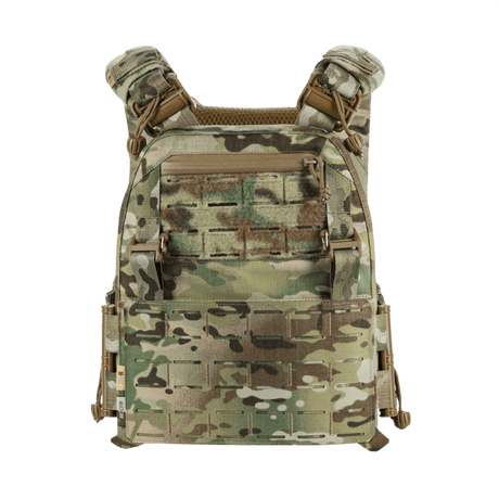 M-Tac Plate Carrier Cuirass FAST Elite Gen.II i camouflage mønster, designet til standard ESAPI Medium armor plader.