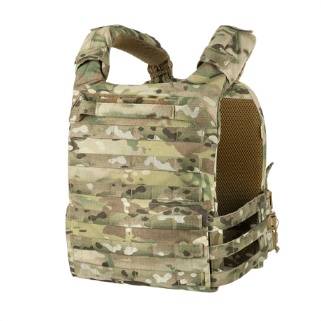 M-Tac Plate Carrier Cuirass FAST XL QRS i camouflage, slidstærk beskyttelsesvest til ESAPI XL og L plader, hurtig-lås, Cordura 500D materiale
