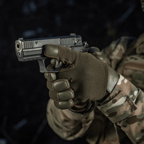 M-Tac Handsker Police designet til politi og sikkerhedsarbejde, syntetiske materialer og læder, polstrede zoner, velcro lukning.