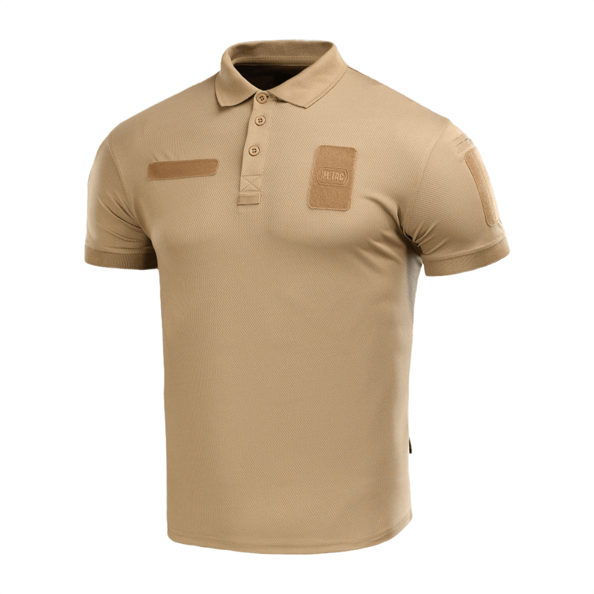 M-Tac Polo Elite Tactical Coolmax i beige, designet til politi og sikkerhedsarbejde, svedtransporterende med Coolmax® teknologi.