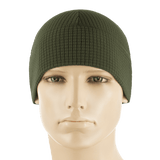 M-Tac Rip-Stop Fleece Hjelmliner i olivengrøn, bæres af mannequin, letvægts og varm hjelmliner ideel til koldt vejr