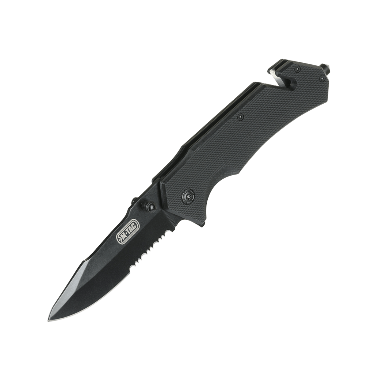 M-Tac Sammenklappelig Kniv Type 3 med sortlakeret krom stål klinge og ergonomisk håndtag.