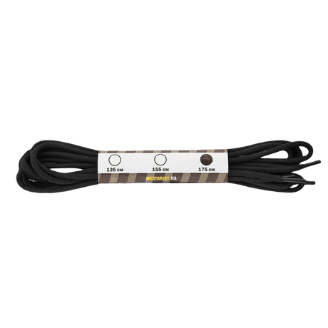 M-Tac Snørebånd med Impregnering - Sort nylon snørebånd, øget slidstyrke og vandafvisende, ideelt til sko og taktisk fodtøj.