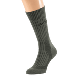 M-Tac Sokker Mid Calf Mk.4 i olivengrøn farve med polstring og thermozoner for optimal beskyttelse til trekking og aktiv brug.