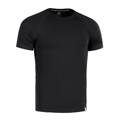 M-Tac Raglan T-Shirt 93/7 i sort, lavet af 93% bomuld og 7% elastan, tilbyder komfort og bevægelsesfrihed med stilfulde raglanærmer.