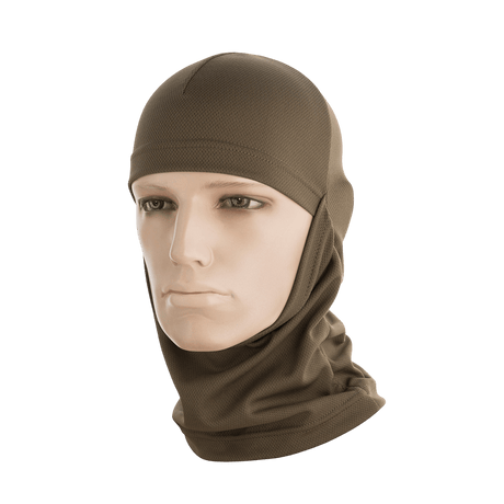 M-Tac Sweating Ninja-Balaclava i brun, beskytter mod støv og holder huden tør, ideel til udendørs aktiviteter, lavet af 100% polyester.