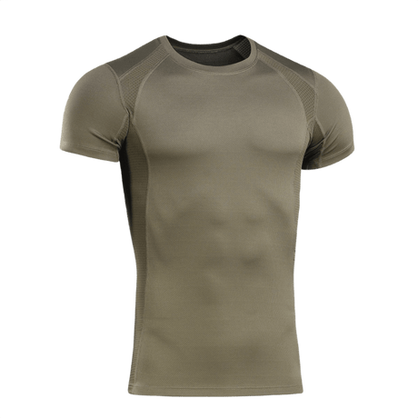 M-Tac T-Shirt Sweat-Wicking Athletic Gen.II i olivengrøn til træning, fremstillet af svedtransporterende 100% polyester materiale.