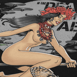 M-Tac T-Shirt Death From Above med heks på kost og droner, viser ukrainsk folklore og militært tema, trykt på komfortabel bomuld.