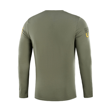 M-Tac T-Shirt UA Side Langærmet i grøn, bagsidevisning, lavet af 93% bomuld og 7% elastan for optimal pasform og komfort.
