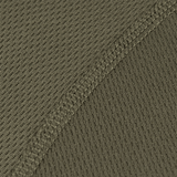 Nærbillede af M-Tac Tactical Sweat-Wicking T-Shirt Summer med flade sømme og hurtigtørrende polyester materiale. Fokus på svedtransporterende egenskaber.