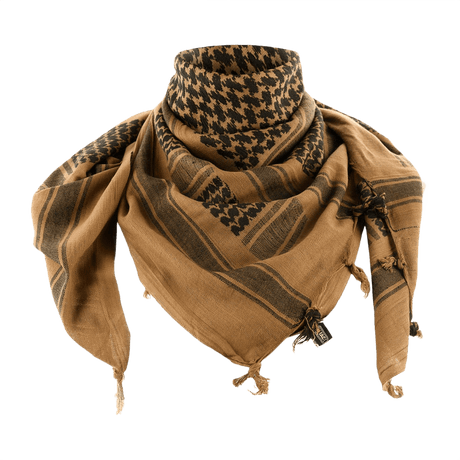 M-Tac Tæt Shemagh Tørklæde i brun og sort. Klassisk design til beskyttelse mod sand, sol og vind. Perfekt til taktisk og outdoor brug.