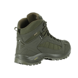 M-Tac Taktiske Demi-Season Støvler Pro Line i grøn, med slidstærkt suede og Cordura, samt en patenteret Vibram-sål for optimal ydeevne.