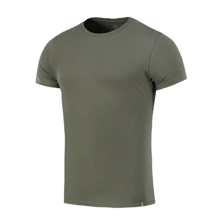 M-Tac T-shirt 93/7 i olivenfarve, perfekt til daglig brug og sport, fremstillet af 93% bomuld og 7% elastan for komfort og holdbarhed.