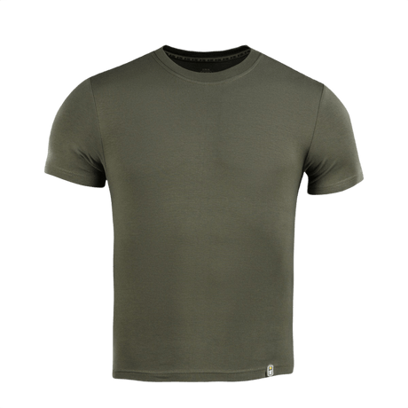 M-Tac T-shirt 93/7 i olivengrøn, lavet af 93% bomuld og 7% elastan, ideel til hverdags- og aktiv brug, komfortabel og holdbar