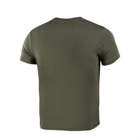 M-Tac T-shirt 93/7 i olivengrøn farve set bagfra, lavet af 93% bomuld og 7% elastan, ideel til hverdagsbrug og sport
