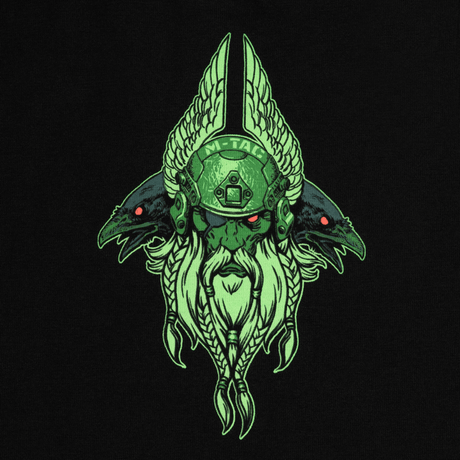 M-Tac T-Shirt Night Vision med print af Odin i moderne kampudstyr og ravne Hugin og Munin, inspireret af nordisk mytologi.