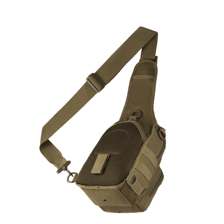 M-Tac Urban Line City Patrol Fastex Taske i brun, praktisk taske og lille rygsæk hybrid med vandafvisende 600D polyester.