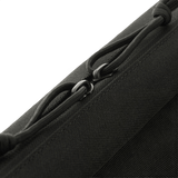 Detaljer af M‑Tac Våbenetui 128 cm i sort polyester med dobbelt lynlåslukning og holdbare sømme for sikker våbenopbevaring.