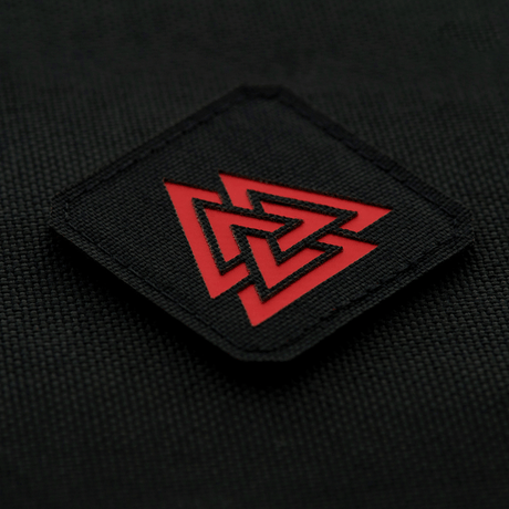 M-Tac Patch Valknut Laser Cut Odin symbol sort rødt design.