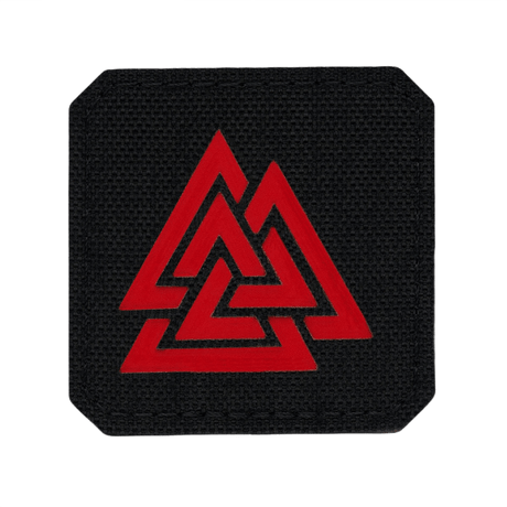 M-Tac Patch Valknut Laser Cut Odin symbol med sort baggrund og rød symbol.