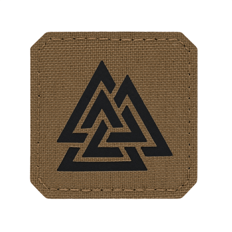 M-Tac Patch Valknut Laser Cut Odin symbol i brunt med sort, stiliseret valknut laserafskåret design, nordisk traditionel mønster