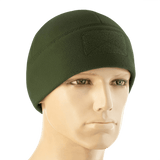 M-Tac Watch Cap Elite Fleece Beanie Hat Velcro i grøn farve, ideel til taktisk brug, lavet af slidstærk fleece med velcro-panel.