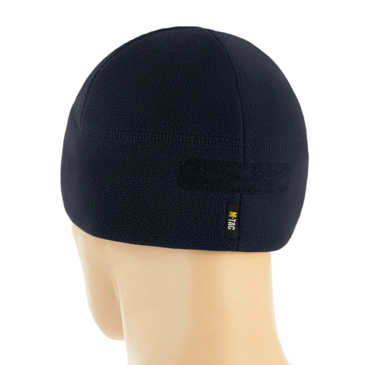 M-Tac Watch Cap Elite Fleece Beanie Hat Velcro i sort fleece med velcro-panel set bagfra. Perfekt til koldt vejr og taktisk brug.