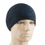 M-Tac Fleece Tactical Watch Cap Beanie m. Patch Panel på mannequin, let og varm hue til koldt vejr, velegnet til taktisk brug.