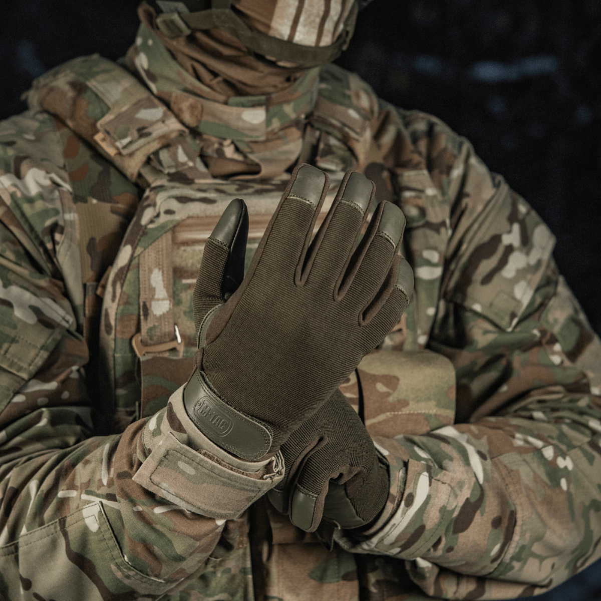 M-Tac Handsker Police i syntetiske materialer og læder med polstrede zoner og velcro-fit til politi og sikkerhedsarbejde