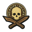 M-Tac Patch No Knife – No Life 3D PVC taktisk morale patch med skalle og kniver, perfekt for uniform eller utstyr, 50 x 50 mm gummi med Velcro