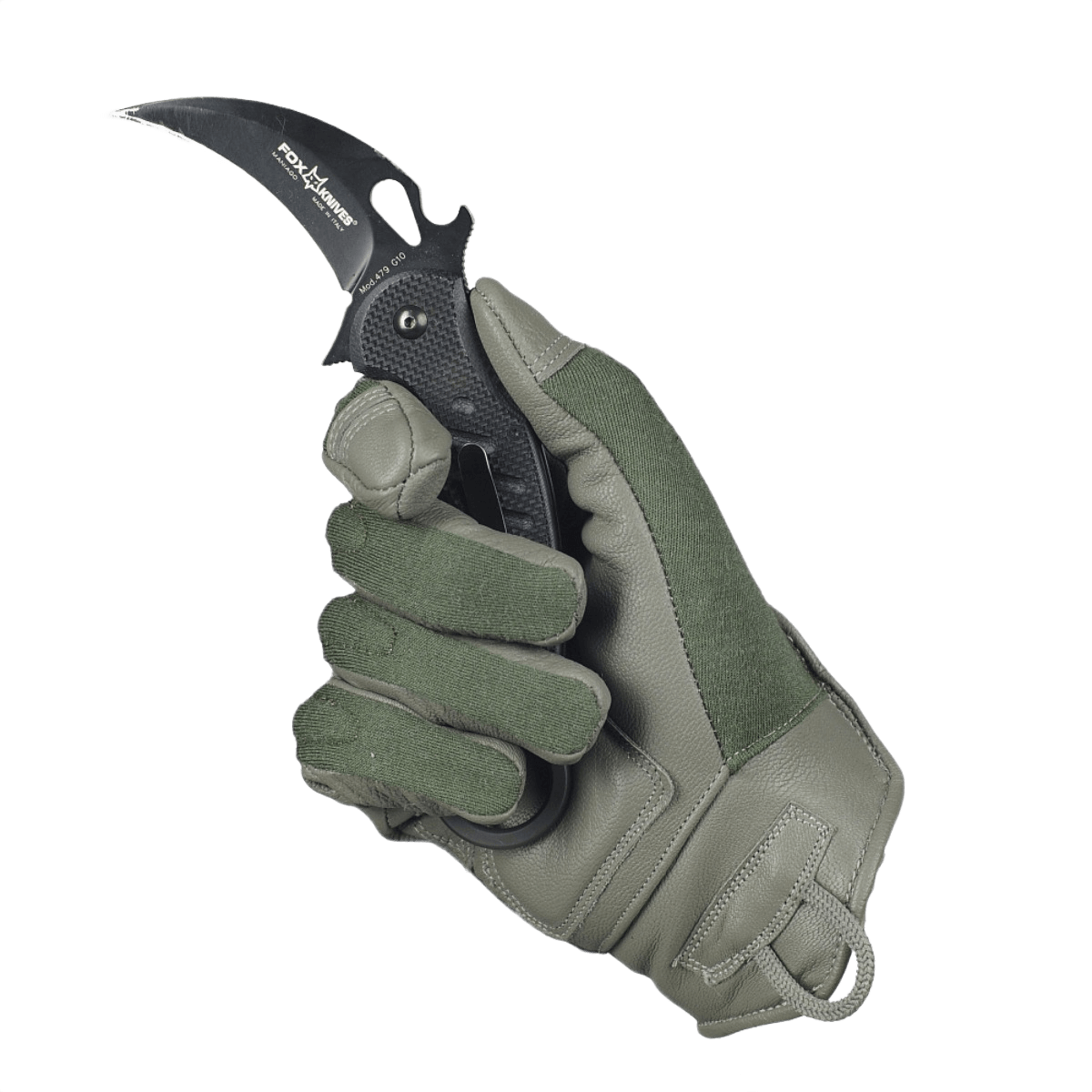M-Tac Handsker Nomex Assault Tactical Mk.7 med kniv i hånden, brand- og varmebestandige, holdbart greb, ideel til taktisk brug.