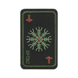 M-Tac Patch Kort Helm of Horror (Broderi) med ægishjálmur symbol på sort Cordura 500D, broderet til styrke og sejr, 8 x 5 cm.