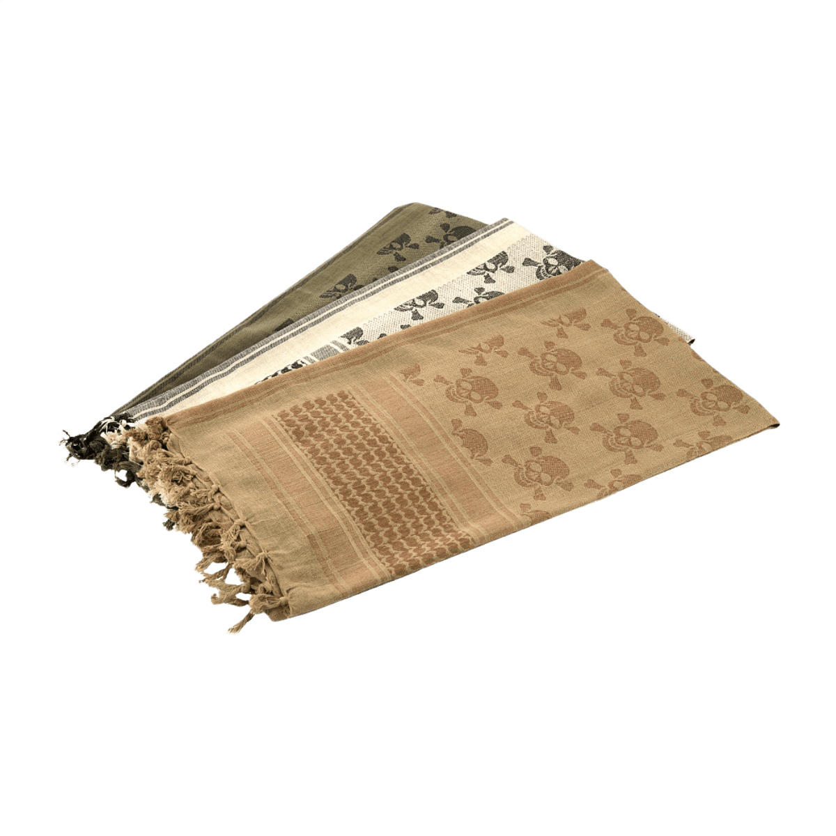 M-Tac Shemagh Tørklæde Pirate Skull, taktisk bomuldstørklæde med piratmønster, beskytter mod sol, sand og vind, 105x105 cm, militær brug.