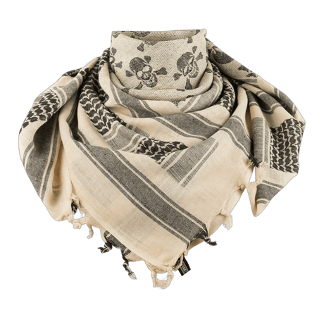 M-Tac Shemagh Tørklæde Pirate Skull. Taktisk bomuldstørklæde til beskyttelse mod sol, sand og vind, med unikt Pirate Skull-mønster.