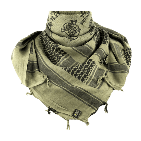 M-Tac Shemagh Tørklæde Til Valhall i olivengrøn, 105x105 cm bomuldstørklæde til beskyttelse mod sol, sand og vind, anvendt af militæret.