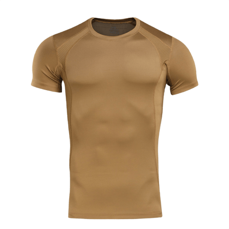 M-Tac T-Shirt Sweat-Wicking Athletic Gen.II i lysebrun, ideel til træning, løb og hverdagsbrug, lavet af svedtransporterende polyester.
