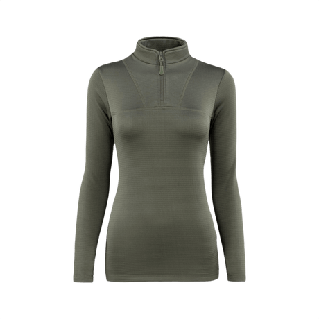 M-Tac Thermal Fleece Shirt Delta Level 2 Lady - Dame termotrøje i højkvalitets polyester, åndbar og hurtigtørrende materiale, grøn farve.