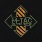 M-Tac T-Shirt Mavic Delivery Service logo på sort baggrund, inspireret af amerikansk Pin-Up-kultur.