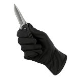 M-Tac Vinterhandsker Soft Shell i sort med en knivholder funktion, der viser handskeegenskaber og greb for maksimal komfort og beskyttelse.