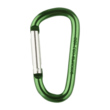 M-Tac Karabinhage 8 cm i grøn aluminium, perfekt til fastgørelse af udstyr på vest, bælte eller rygsæk. Let og holdbart design.