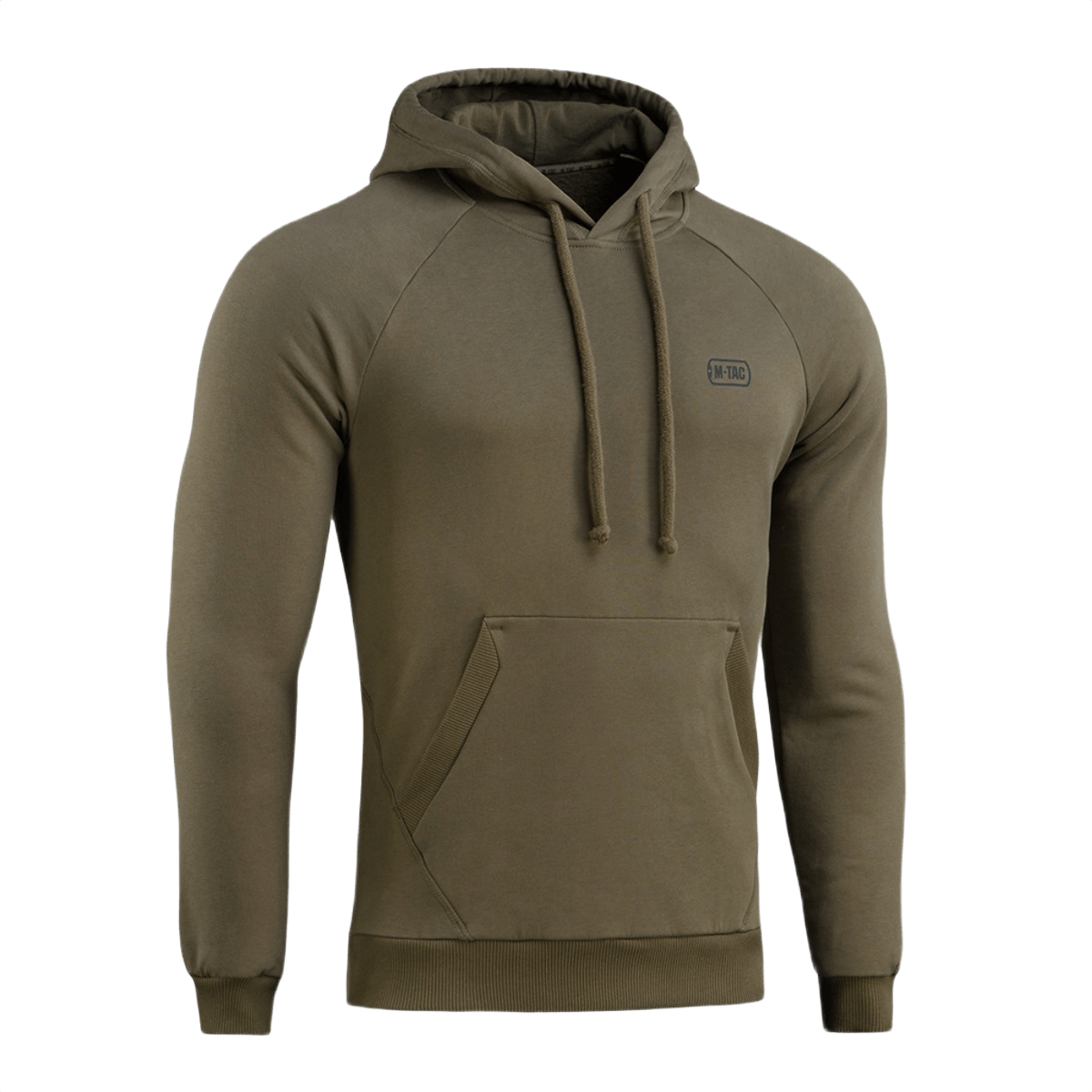 M-Tac Cotton Raglan Hard Hoodie i 100% bomuld med fleecefor, raglanærmer og kængurulomme, perfekt til hverdag og fritid.