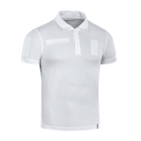 M-Tac Tactical Polo Shirt 65/35 i hvid, designet til politiuniformer, med velcro-paneler til patches og ID