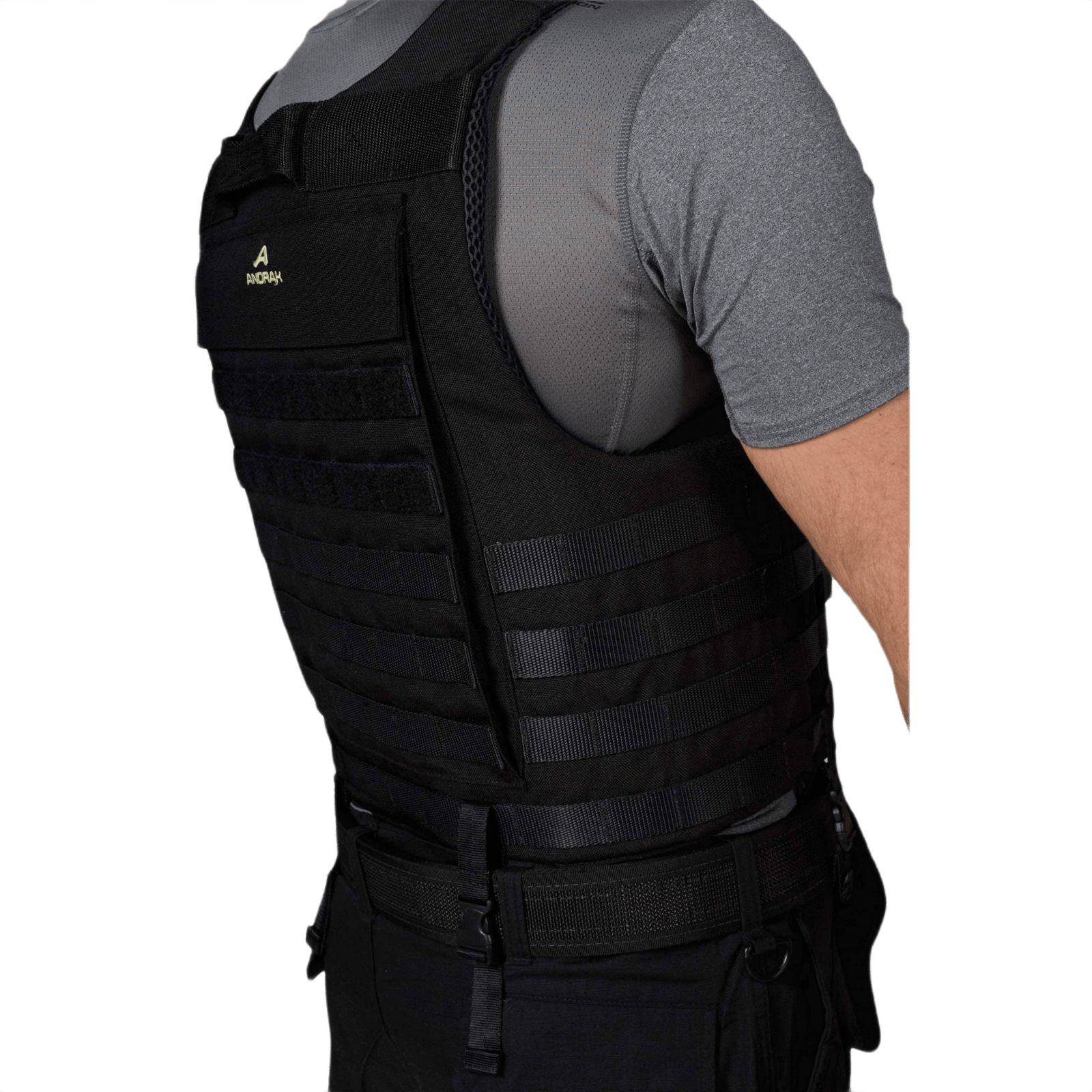 Anorak Niobium® Tactical I Stik & Skudsikker Vest set bagfra, viser robust design til beskyttelse mod skydevåben og knive.